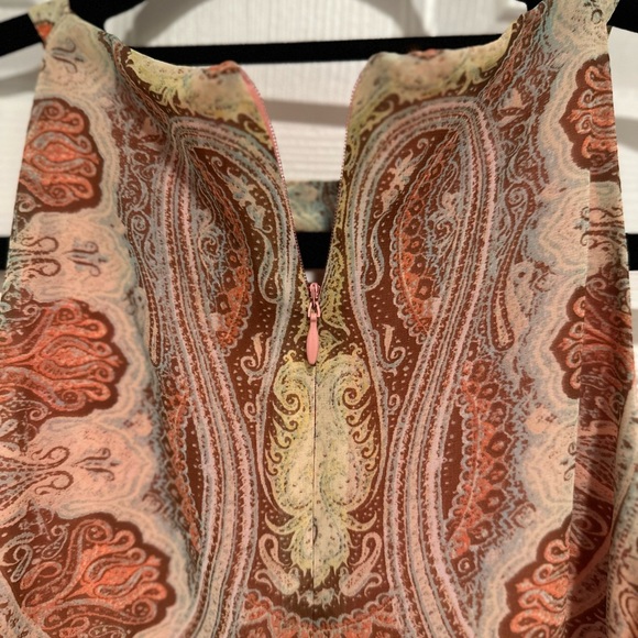 Soho Apparel Boho Maxi Dress Size 8 Orange Paisley Sleeveless - Picture 9 of 13